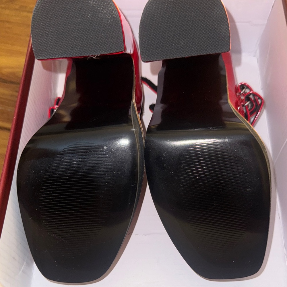 YDN Red Patent Leather Block Heels - Picture 13 of 13